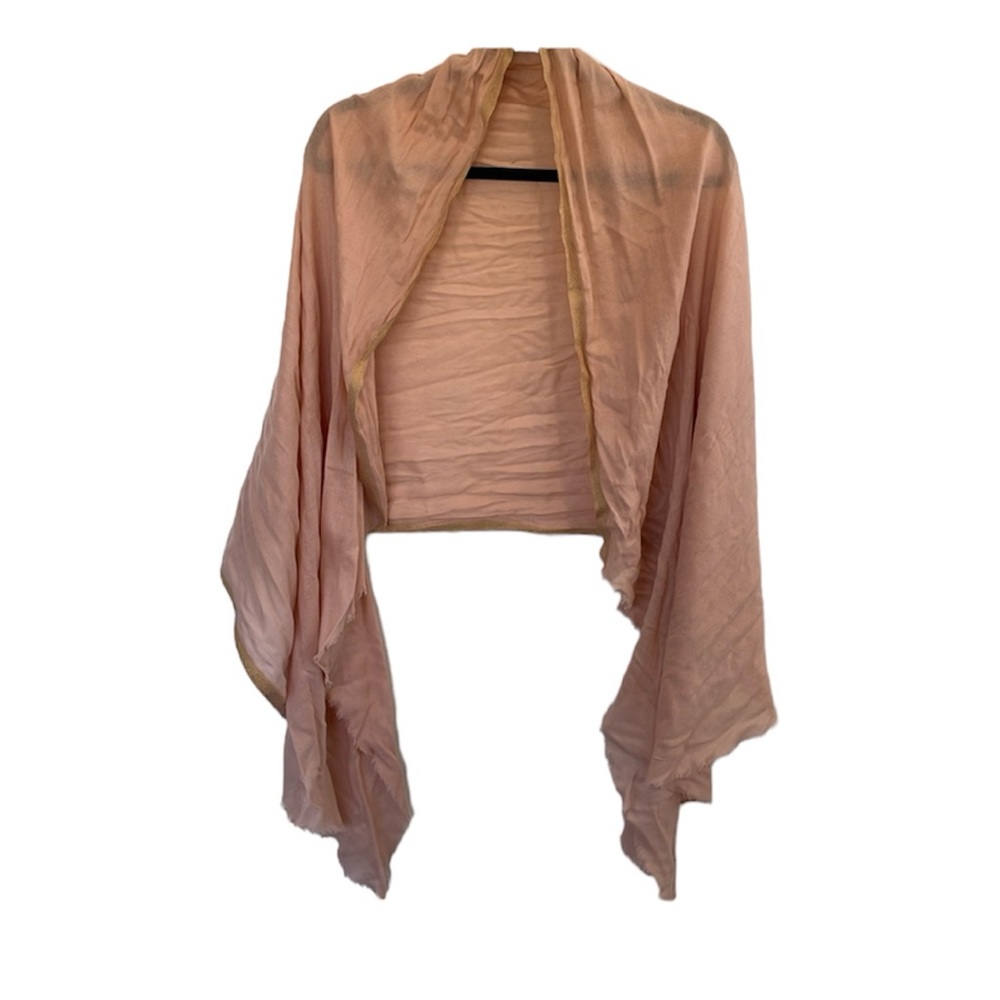 Banana Republic peachy beige scarf or wrap. Gold trim detail.